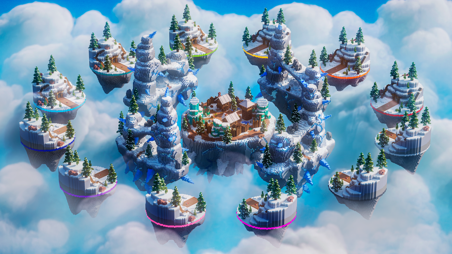 Winter BedWars — Minecraft bedwars map, render