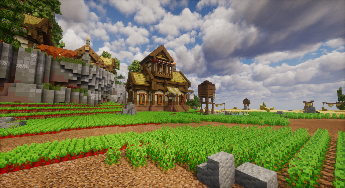 Farming Eldervale Island — Medieval Minecraft skyblock island, screenshot 2