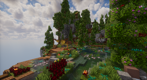 Farming Eldervale Island — Medieval Minecraft skyblock island, screenshot 1