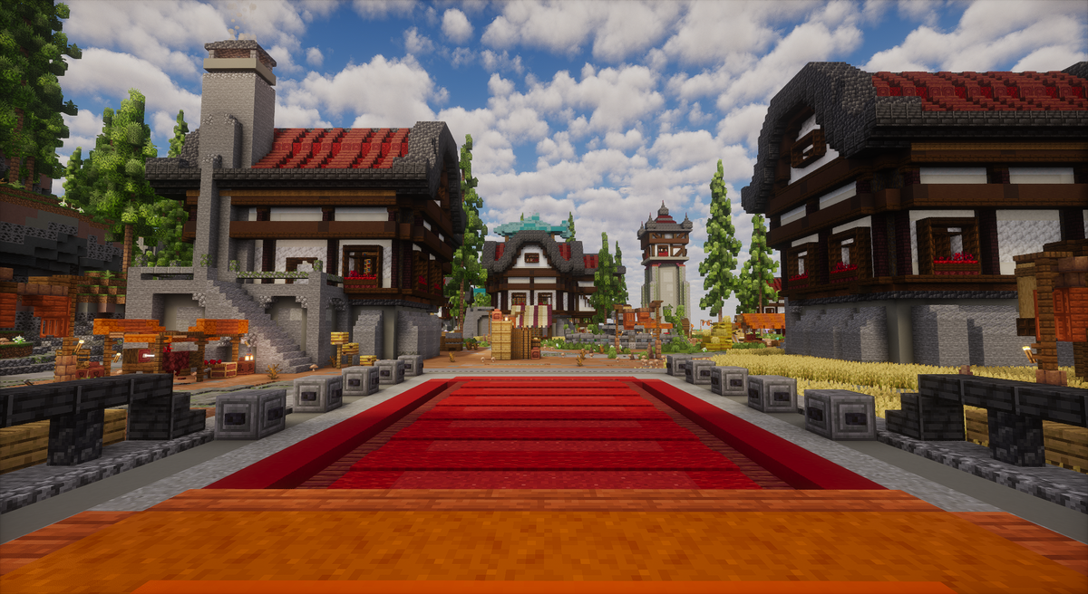 Everpine Village — Medieval Minecraft village spawn, screenshot 1