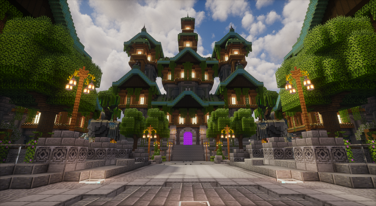 Mossy Kingdom Spawn — Cartoon Minecraft kingdom spawn, screenshot 1