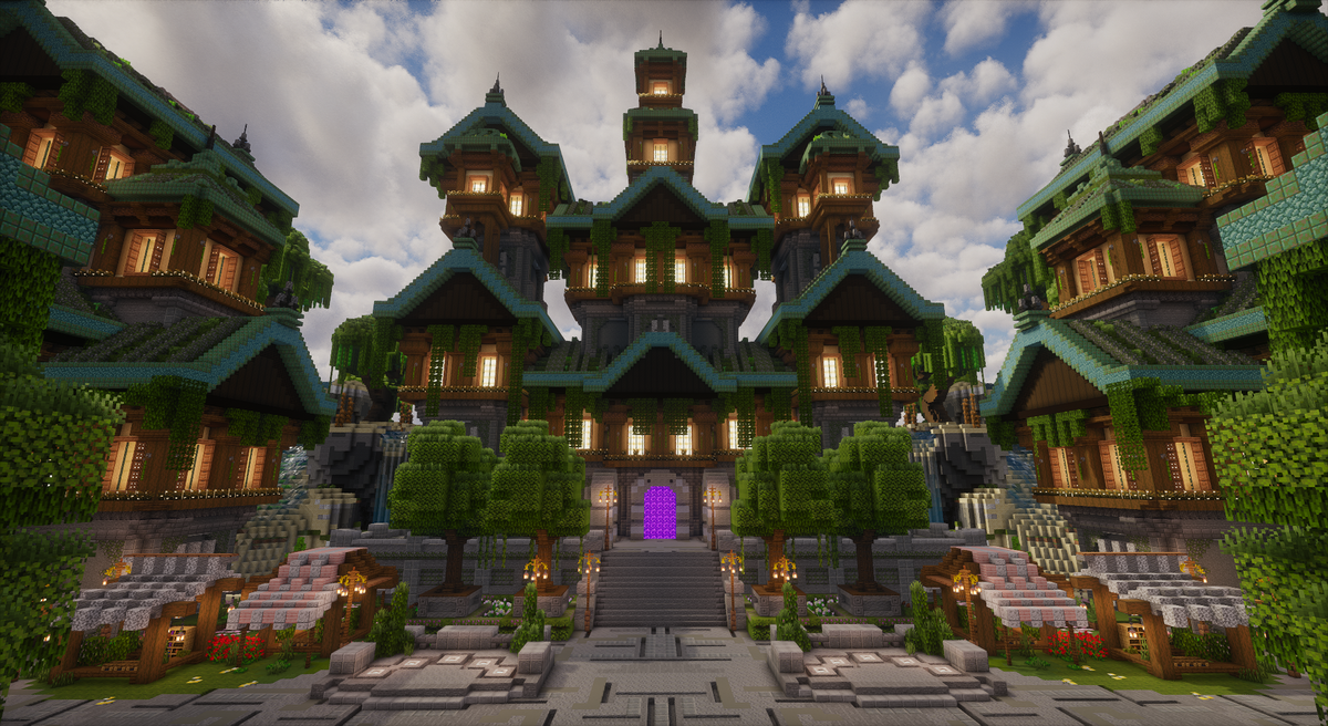Mossy Kingdom Spawn — Cartoon Minecraft kingdom spawn, screenshot 2