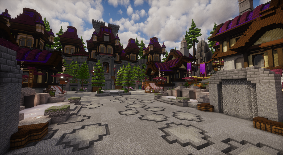 Amethyst Castle Spawn — Medieval Minecraft spawn, screenshot 2