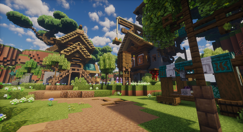 Blue Haven Village — Medieval Minecraft village spawn, screenshot 2