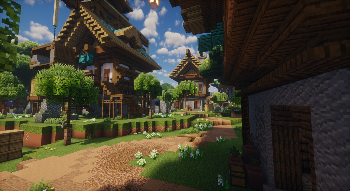Blue Haven Village — Medieval Minecraft village spawn, screenshot 1