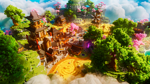 Empire of Kaizora — Japanese Minecraft spawn, render