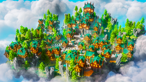 Azurecrest Kingdom Spawn — Medieval Minecraft spawn, render