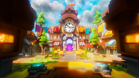 Clockhaven Spawn — Clockwork Minecraft spawn, render