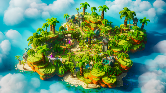 Emerald Oasis — Tropical Minecraft spawn, render