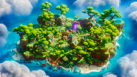 Blue Haven Village — Medieval Minecraft village spawn, render