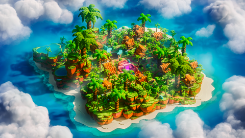 Palmshore Haven — Tropical Minecraft spawn, render