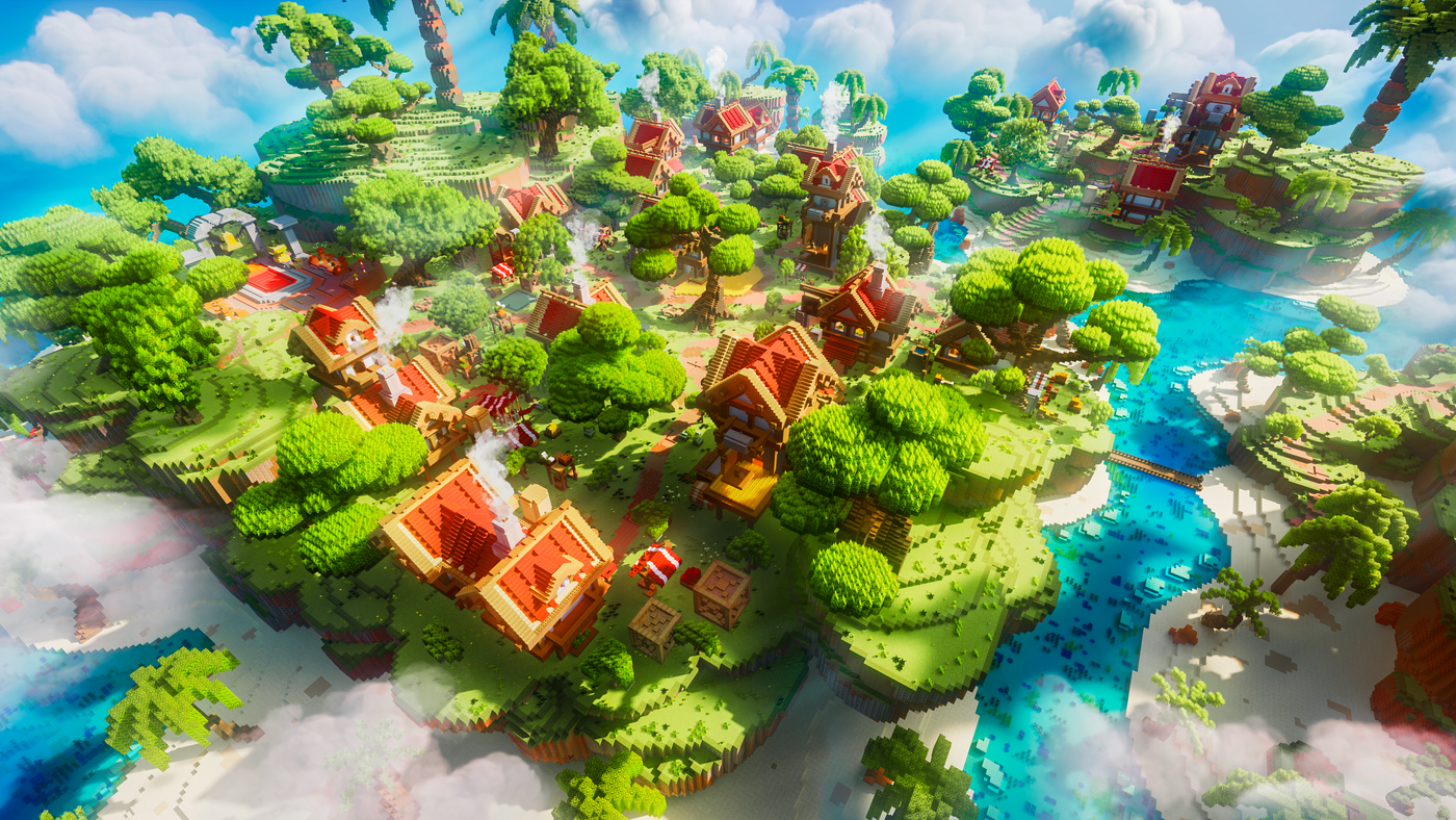 Pirate Boss Arena — Medieval Minecraft village spawn, render