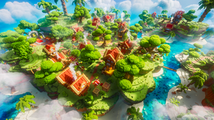 Pirate Boss Arena — Medieval Minecraft village spawn, render