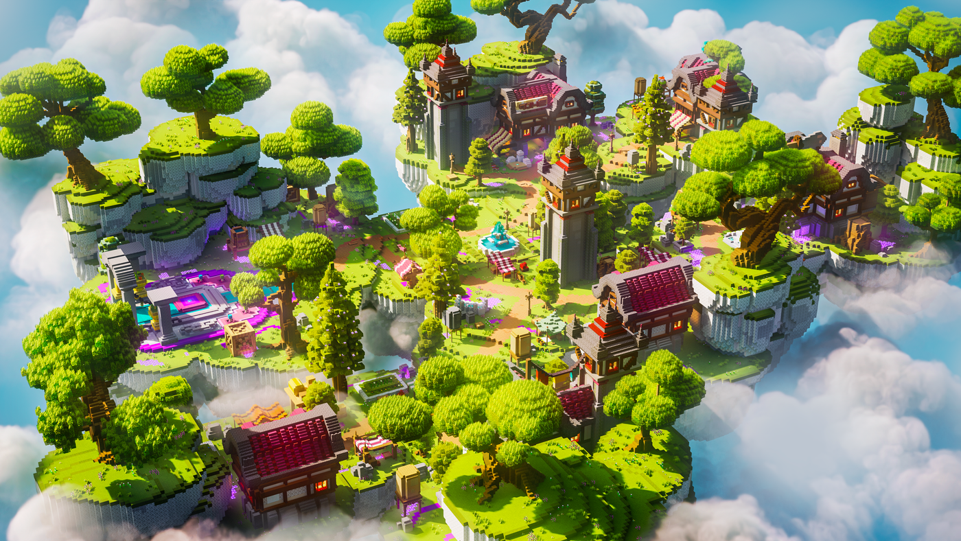 Evermist Isles — Amethyst Minecraft spawn, render