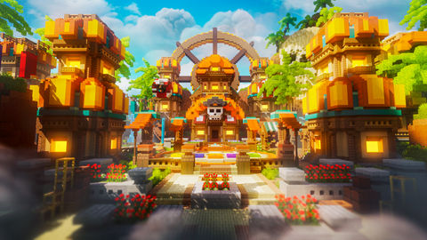 Golden Tide Spawn — Tropical Minecraft spawn, render