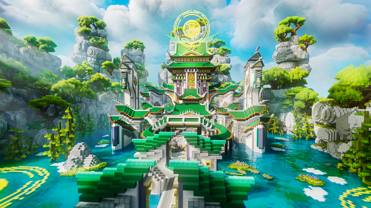 Jade Ascension Lobby — Japanese Minecraft lobby, render