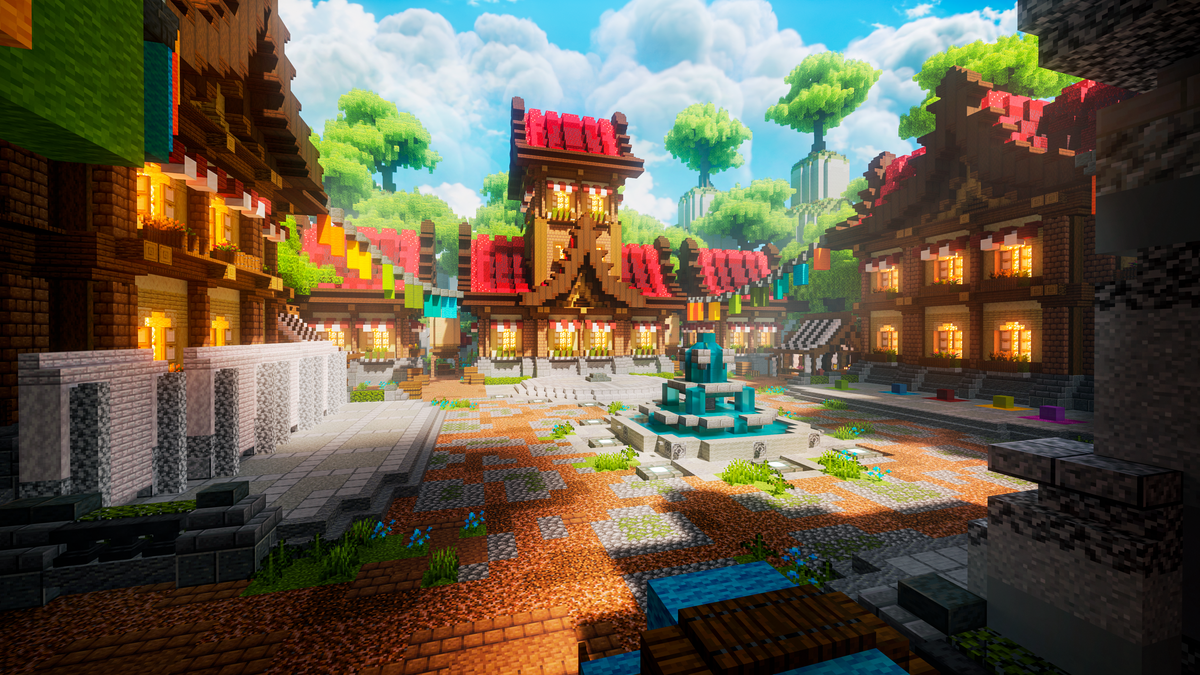 Scarlet Square Spawn — Minecraft spawn, render