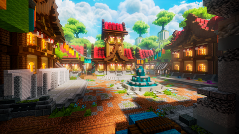 Scarlet Square Spawn — Minecraft spawn, render