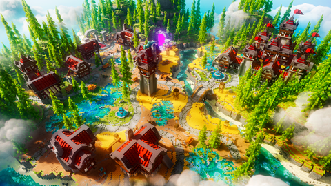 Everpine Village — Medieval Minecraft village spawn, render