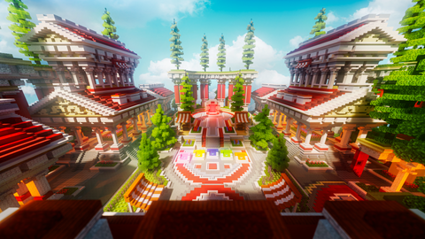 Olympus Hub — Greek Minecraft lobby, render