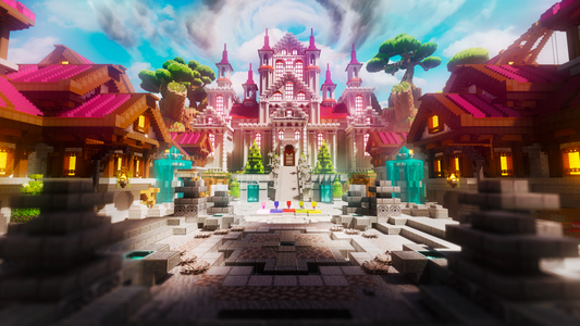 Crimson Royale Spawn — Medieval Minecraft spawn, render