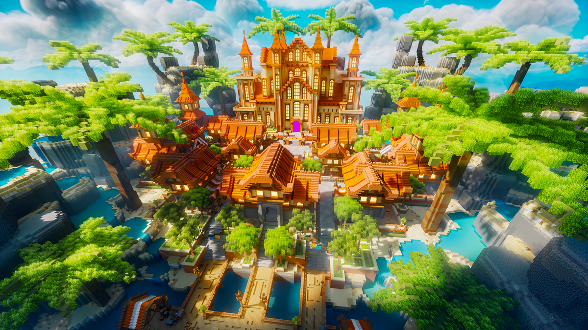 Suncrown Spawn — Tropical Minecraft spawn, render