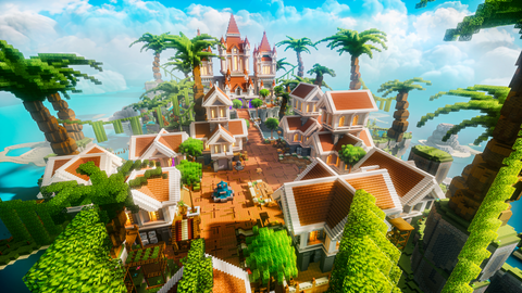Tropical Royal Lobby — Tropical Minecraft lobby, render