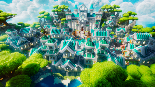 Warped Royale Spawn — Medieval Minecraft spawn, render