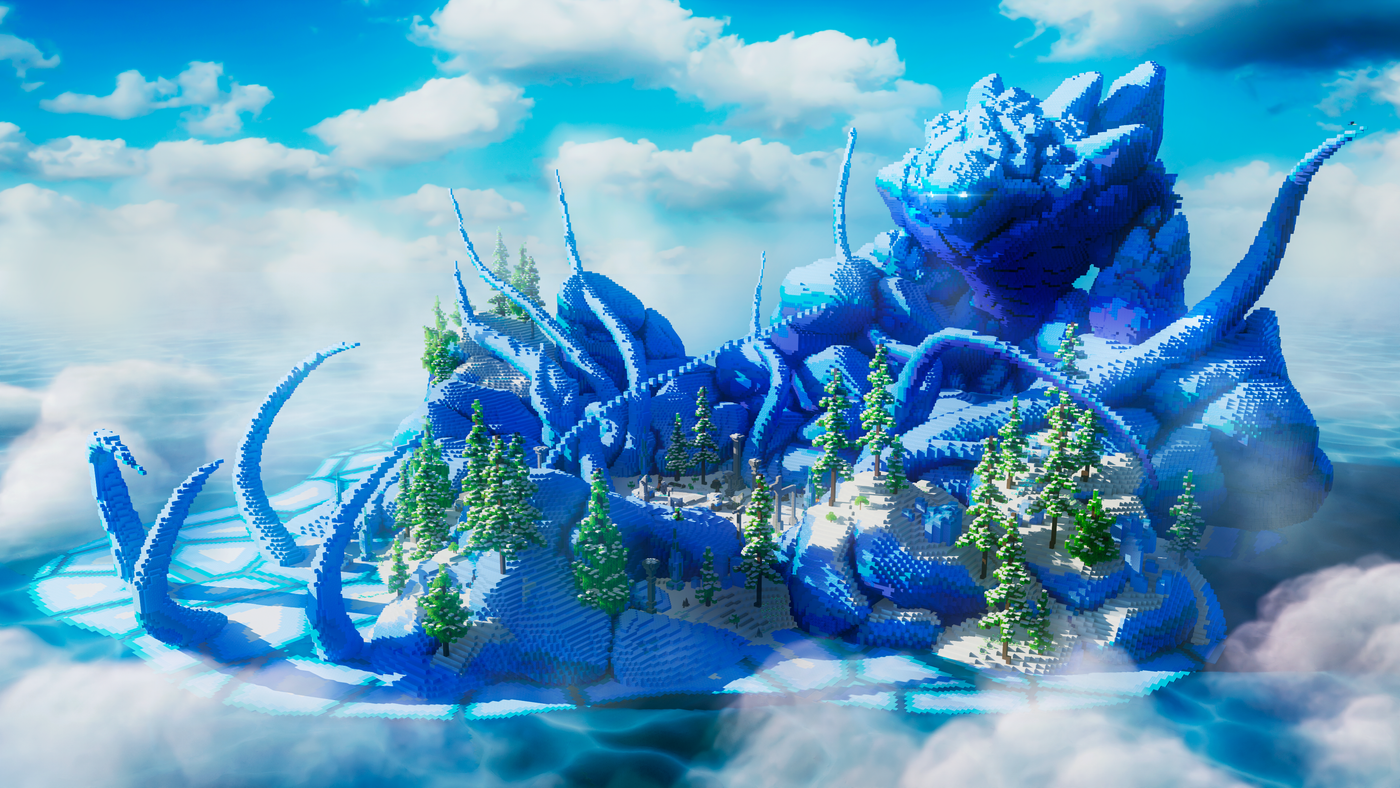 Winter PvP Arena — Winter Minecraft pvp arena, render